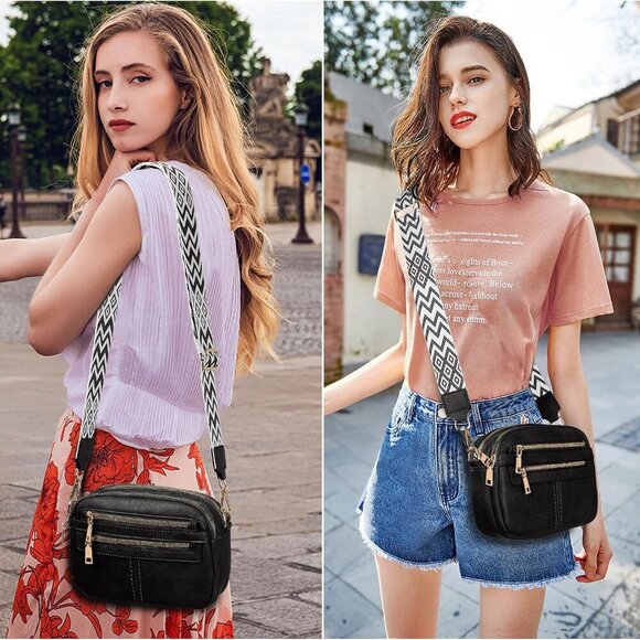 Crossbody Bags for Women, 6-Pockets Purses for Women, Vegan Leather Handbags Sho - Picture 6 of 7